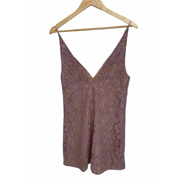 Free People Dangerous Love‎ Lace Overlay Mini Dress Purple Size 8 NWOT $108 - Picture 4 of 7